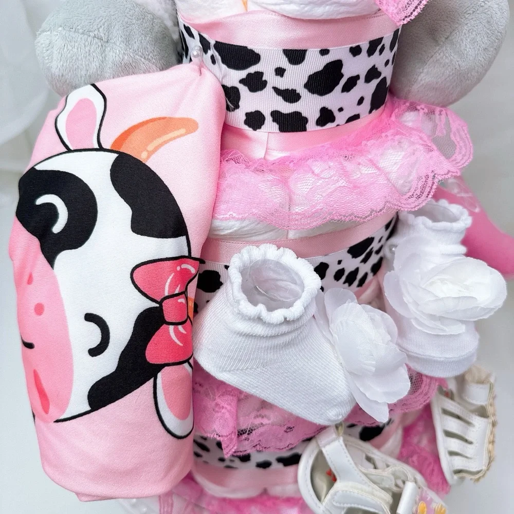 Cow Diaper Cake, Farm Baby Shower